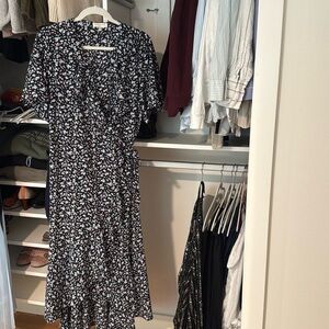 Never worn - navy and floral wrap dress